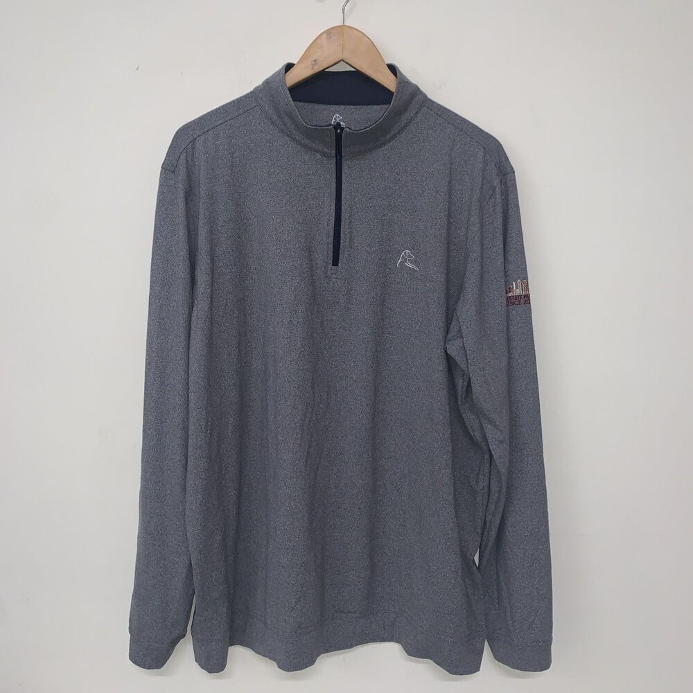 Rhoback Men’s Heather Performance Q-Zip Pullover Shirt In Dark Gray Size XL
